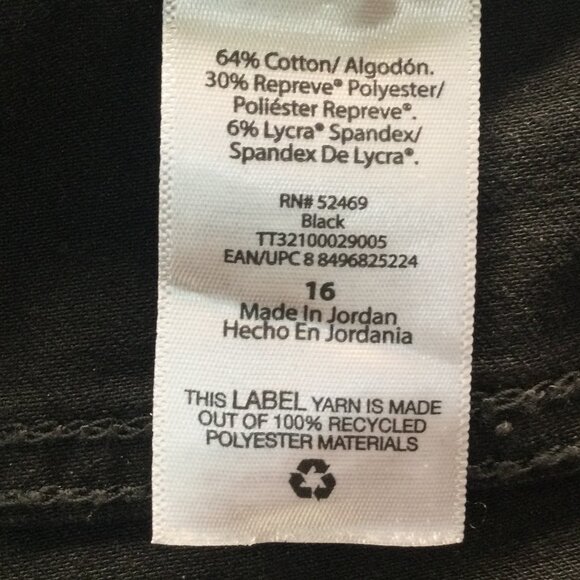 Time  & Tru High Rise Curvy Pants Sz 16 Womens Black Denim Jeans Tapered - Picture 6 of 9